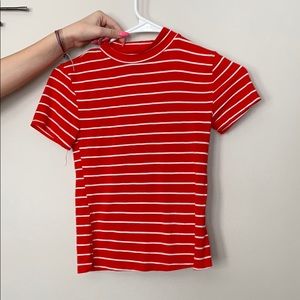 Red and White stripped top